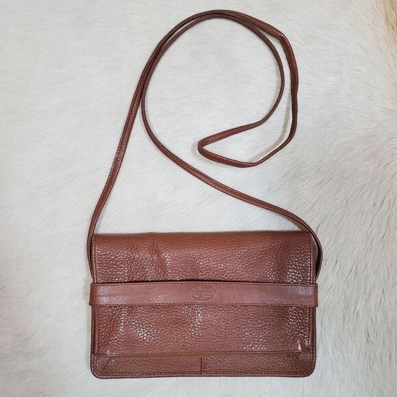 Fossil Crossbody Organizer Purse Women’s Small Brown Leather Shoulder Bag Boho - Picture 10 of 10